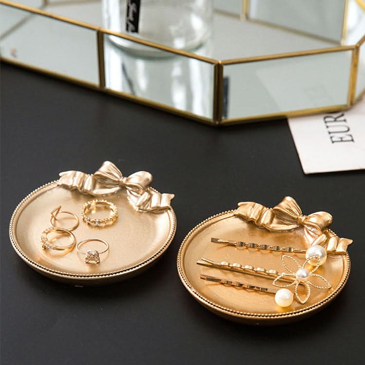 Resin Bow Jewelry Dish - Metal Earring Tray & Storage Box