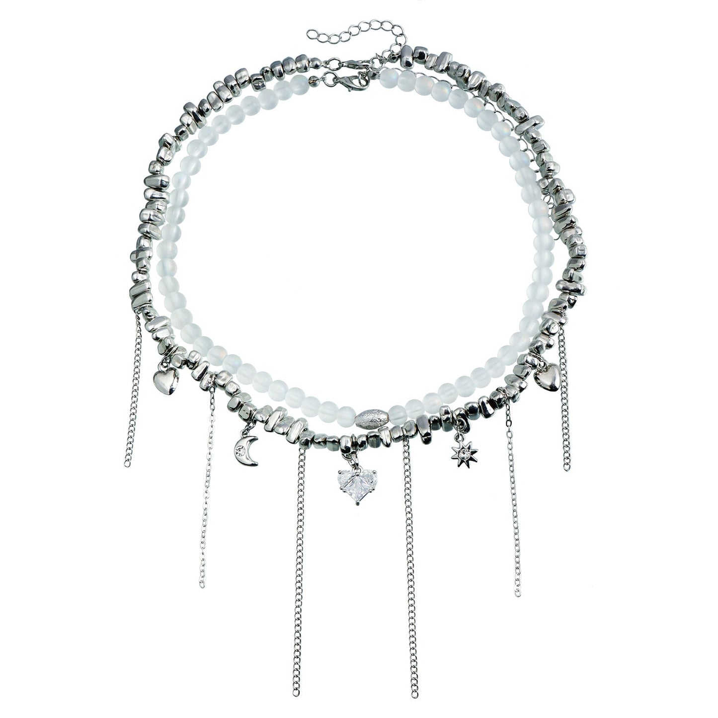 Zircon Heart Tassel Necklace for Women – Crystal Beaded Clavicle Chain Jewelry