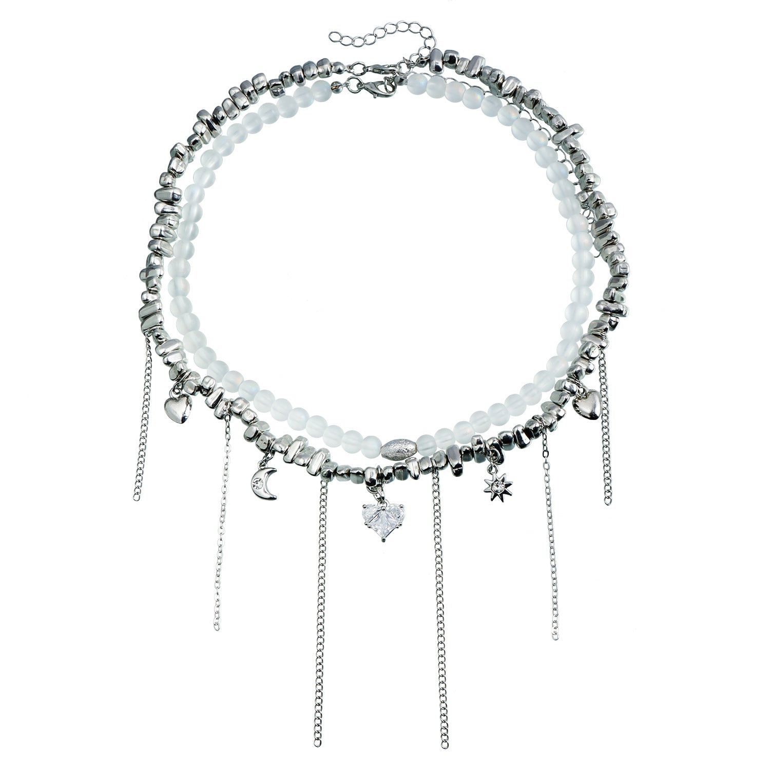 Zircon Heart Tassel Necklace for Women – Crystal Beaded Clavicle Chain Jewelry