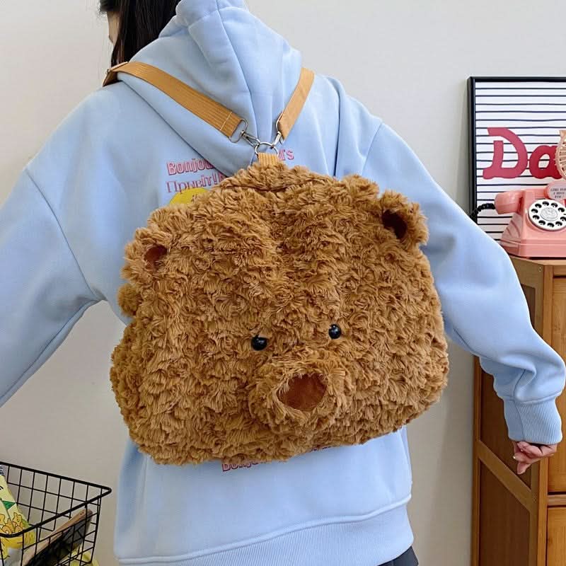 Cute Plush Bear Shoulder Bag – Multi-Function Backpack & Toy Doll Bag