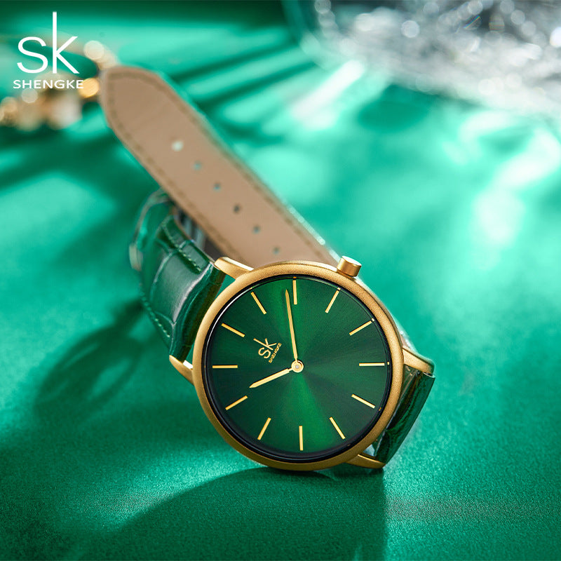 SK Women’s Quartz Watch – Retro Round Dial, Stainless Steel Strap, 30M Waterproof