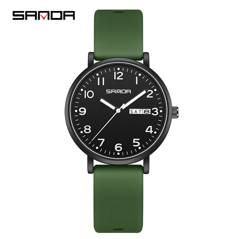 Sanda Waterproof Quartz Watch – Korean Style Silicone Sports Watch for Students