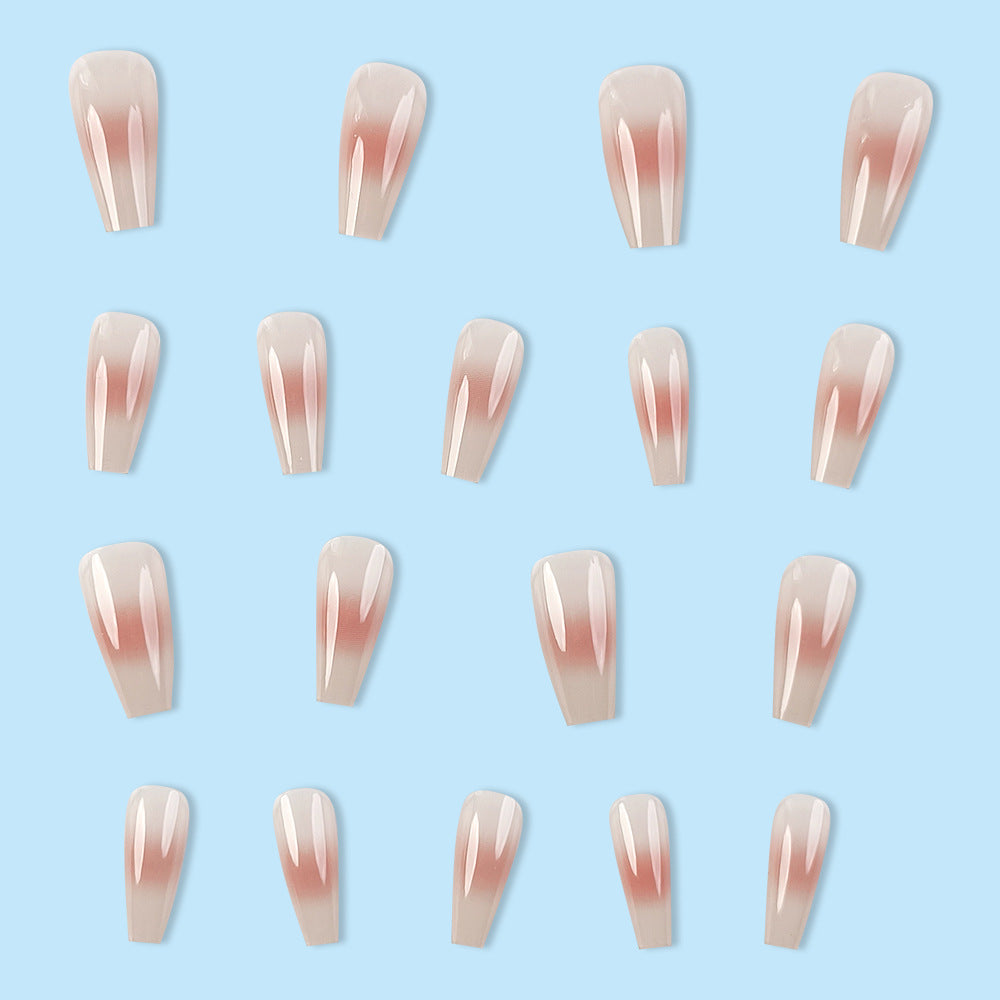 Transparent Ombre Press-On Nails – Long Square Acrylic Nail Set, Nude & Clear