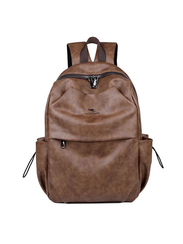 Men's PU Leather Campus Backpack – Travel & Laptop Bag, Retro Style
