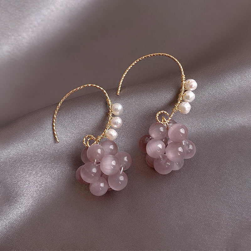 Purple Cat’s Eye Teardrop Earrings – Freshwater Pearl Jewelry