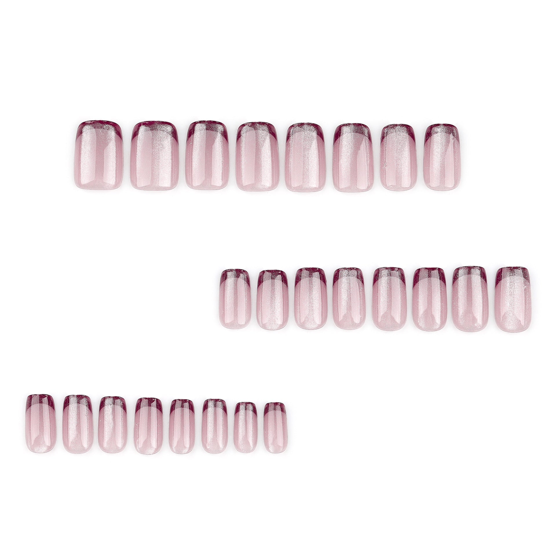 Nude Burgundy French Tip Press-On Nails – Wearable Coffin Acrylic False Nails