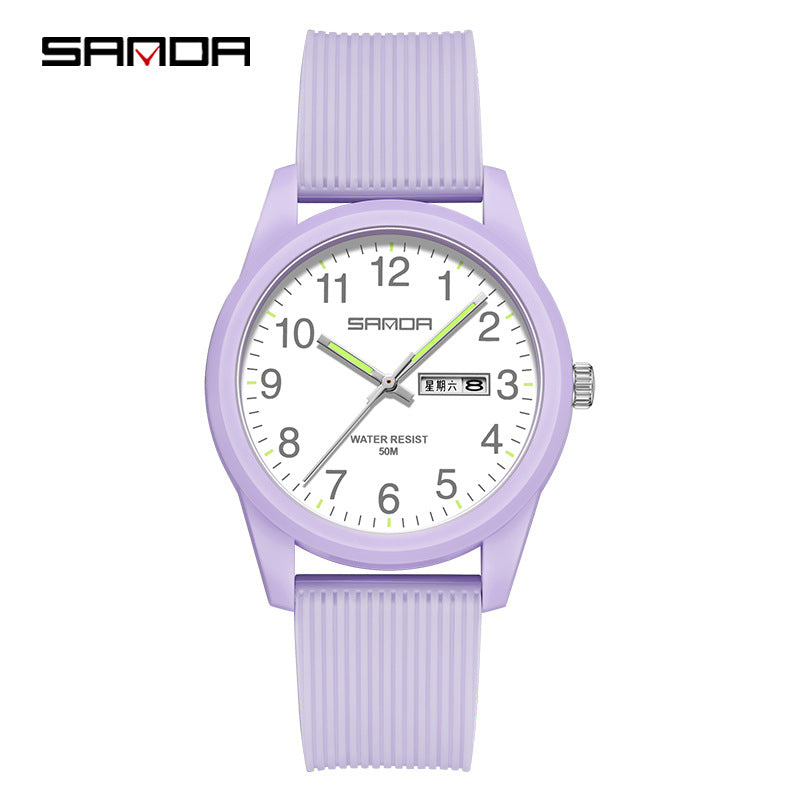 Sanda Dual Calendar Couple Quartz Watch – Waterproof Fashion Watch for Men & Women