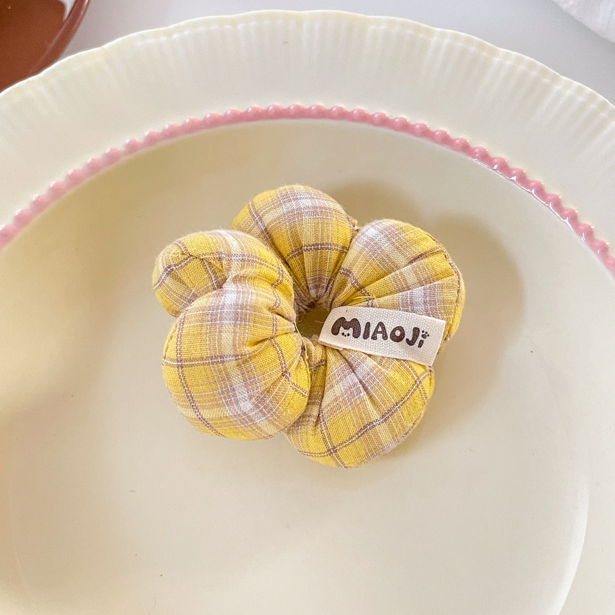 Floral Bow Hair Scrunchie for Girls – Korean Style Sponge Hair Ring (Pack of 6)