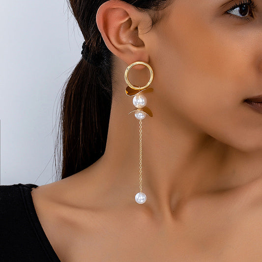 Pearl Tassel Earrings for Women – Alloy Heart Design Fashion Jewelry