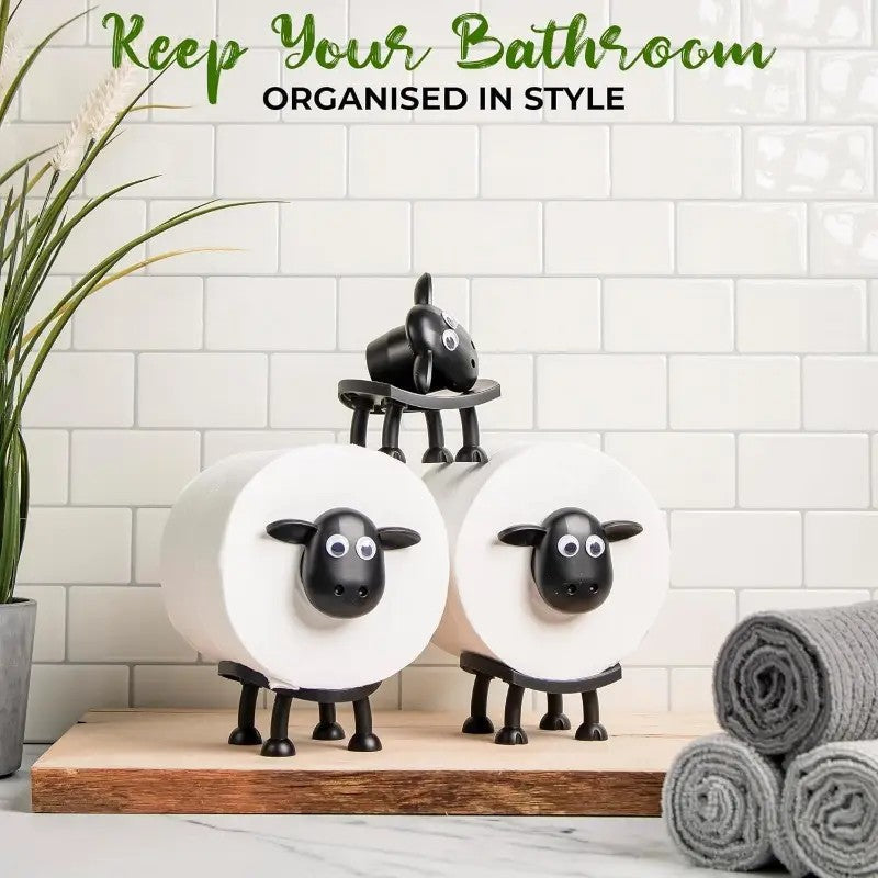 Sheep-Shaped Toilet Paper Holder – Cute Punch-Free Tissue Rack for Bathroom Décor