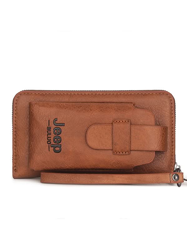 Men's PU Leather Wallet Clutch – Phone Bag with Zipper Closure