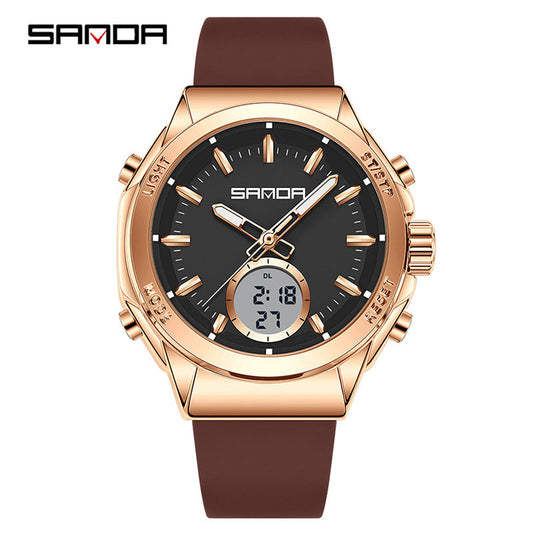 SANDA Youth Dual Display Sports Watch – Waterproof Multifunction Student Watch