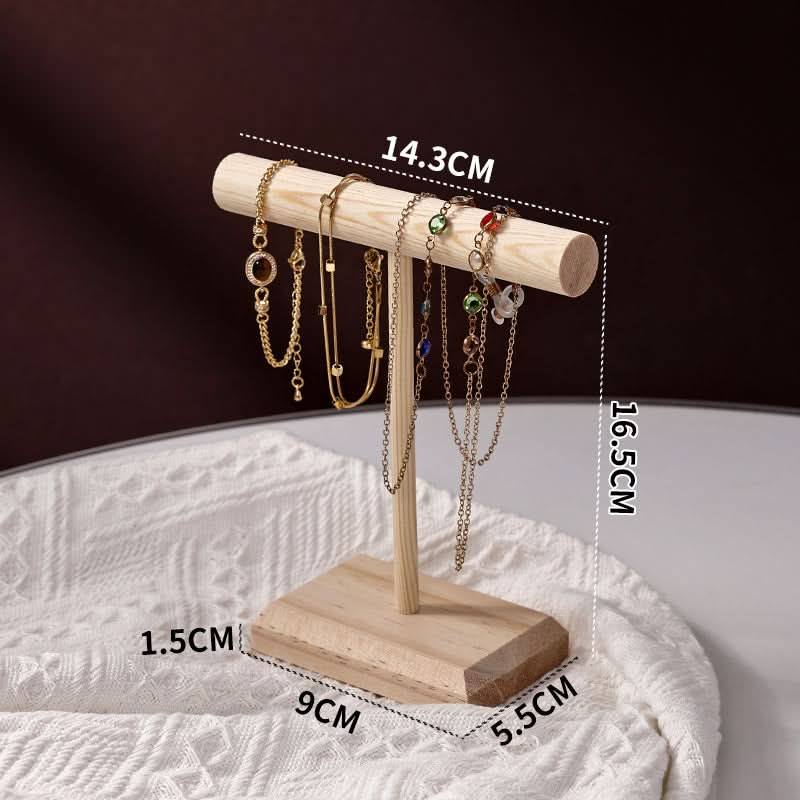 T-Shaped Wooden Jewelry Display Stand – Bracelet Organizer