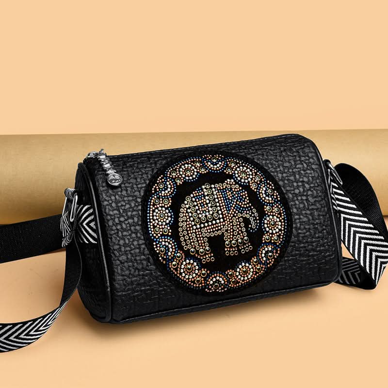 Women's Diamond-Embellished Crossbody Bag – With Wide Shoulder Strap