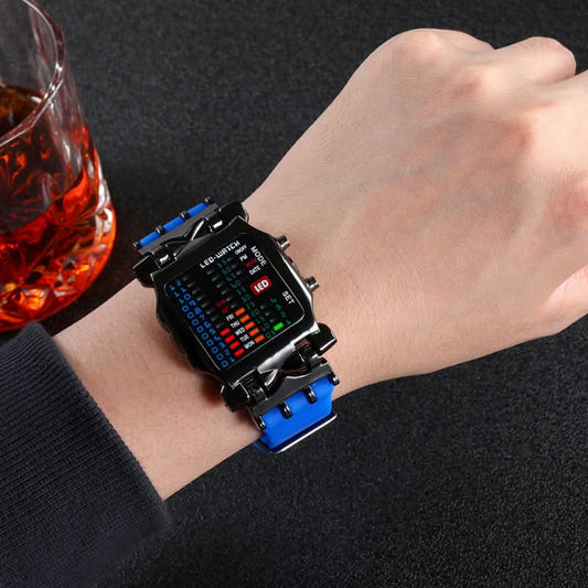 Binary LED Digital Watch – Trendy Rectangular Design for Students