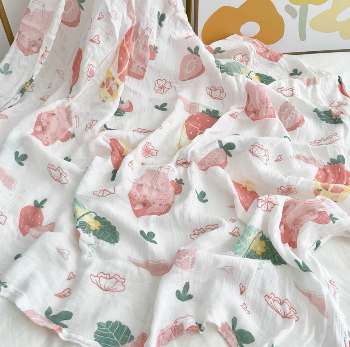 Bamboo Fiber Gauze Scarf & Baby Swaddle – Breathable 4-Layer Wrap Shawl or Blanket