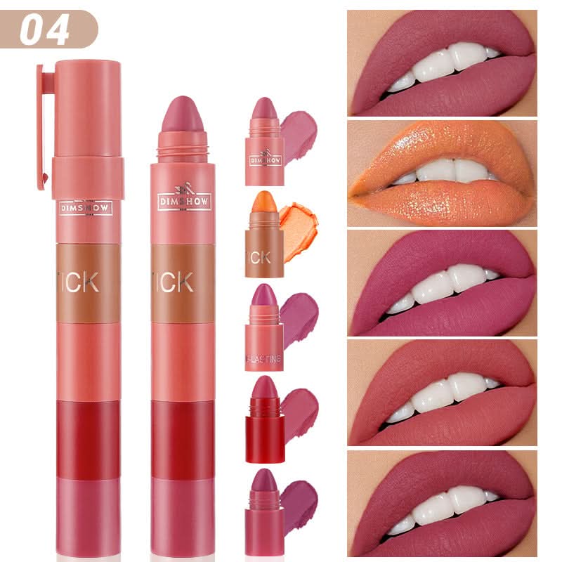 DIMSHOW 5-Color Eyeshadow Stick Set – Waterproof, Pearlescent & Matte, Easy Blend
