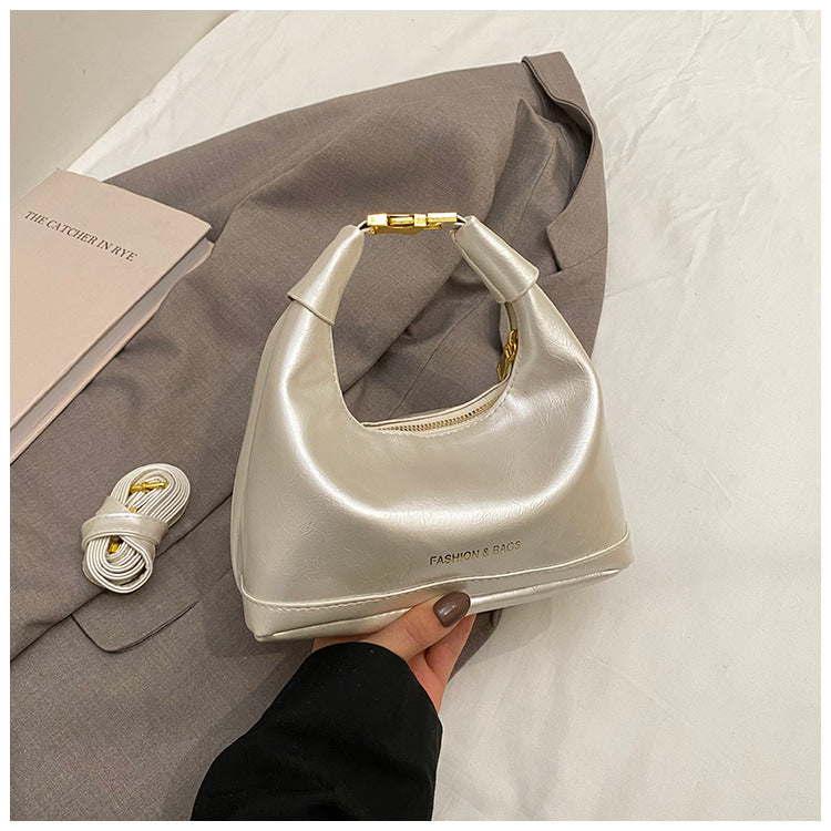Retro Square Shoulder Handbag for Women – Solid Color PU Crossbody Bag with Zipper Closure