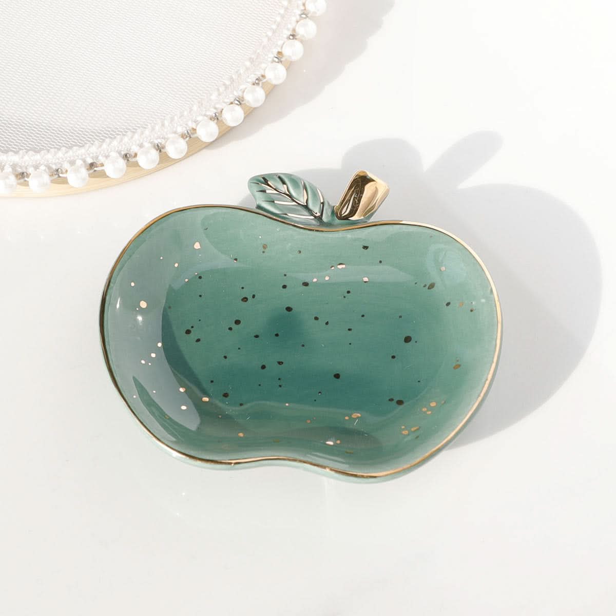 Pink Apple-Shaped Ceramic Tray - Jewelry & Storage Tray (Set of 2 pcs.)