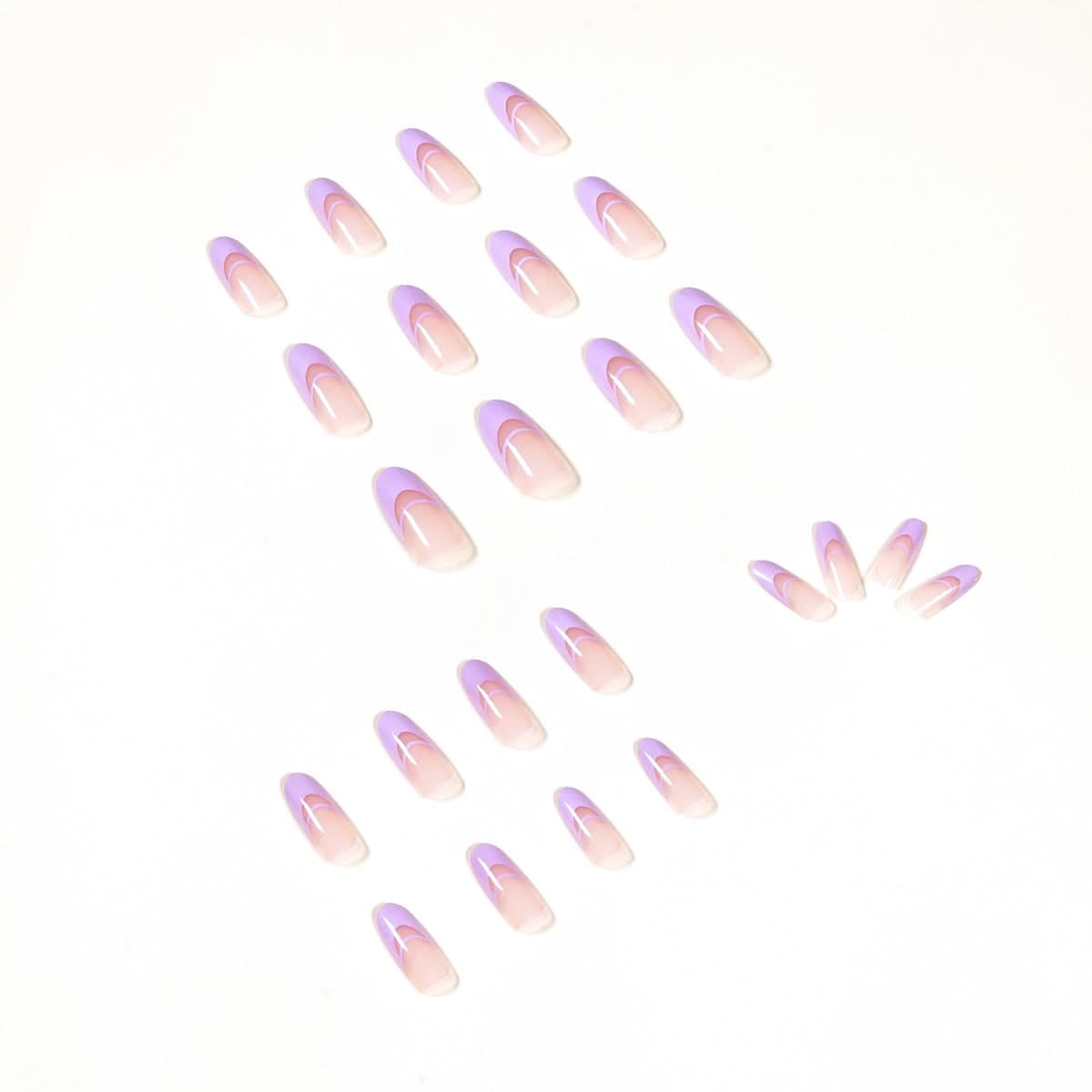 Pastel Purple Double French Press-On Nails – Almond Shape, Glossy Finish