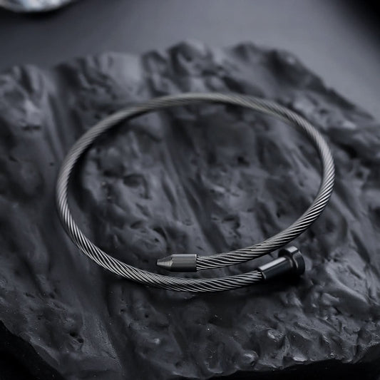 Men’s Trendy Titanium Steel Nail Bracelet – Minimalist Polished Cuff