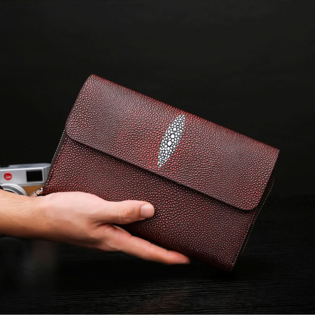 Men's PU Leather Business Clutch – Double Zipper Multi-Card Slot