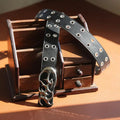 Unisex Streetwear Punk Grommet Belt – PU Leather
