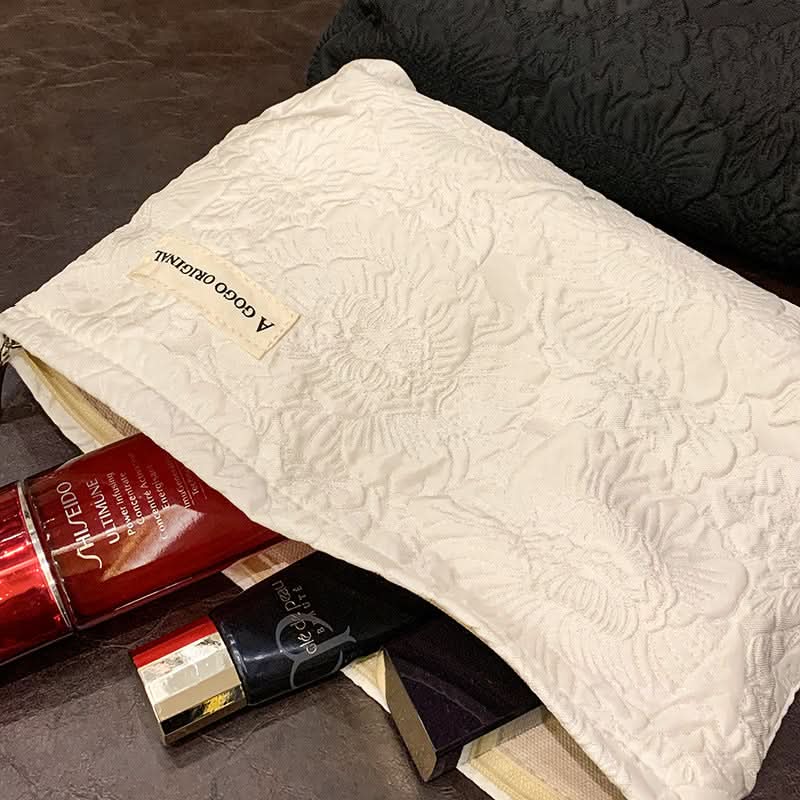 Hepburn-Style Canvas Cosmetic Bag – 3D Printed Travel Toiletry Organizer