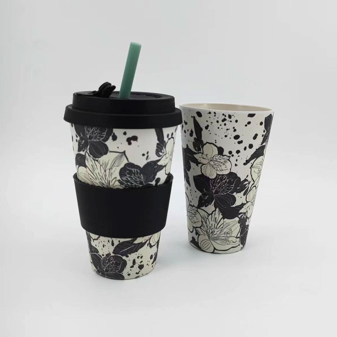 Eco-Friendly Bamboo Fiber Coffee Cup – Biodegradable, Leakproof Travel Mug (470ML)
