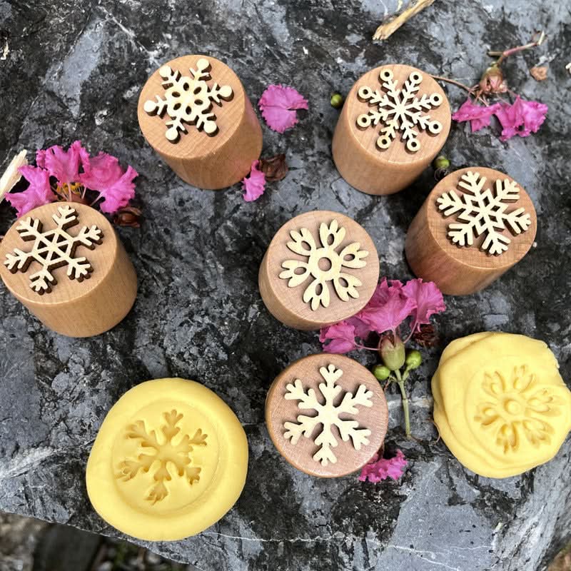 Children's Wooden Snowflake Stamp DIY Toy