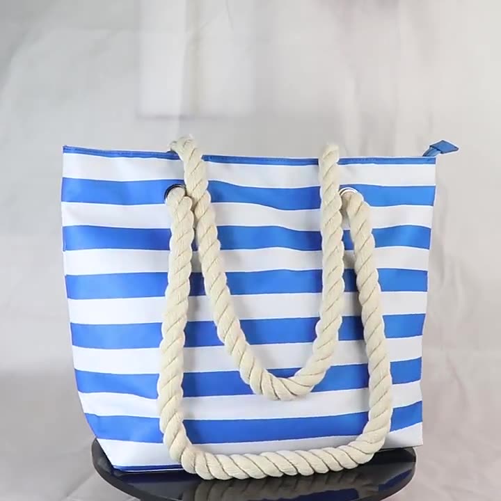 Women's Oxford Cloth Waterproof Handbag – Striped Insulated Shoulder Tote