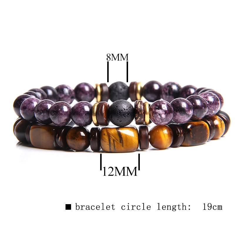 Retro Style Natural Tiger Eye Stone Bracelet Set – Unisex