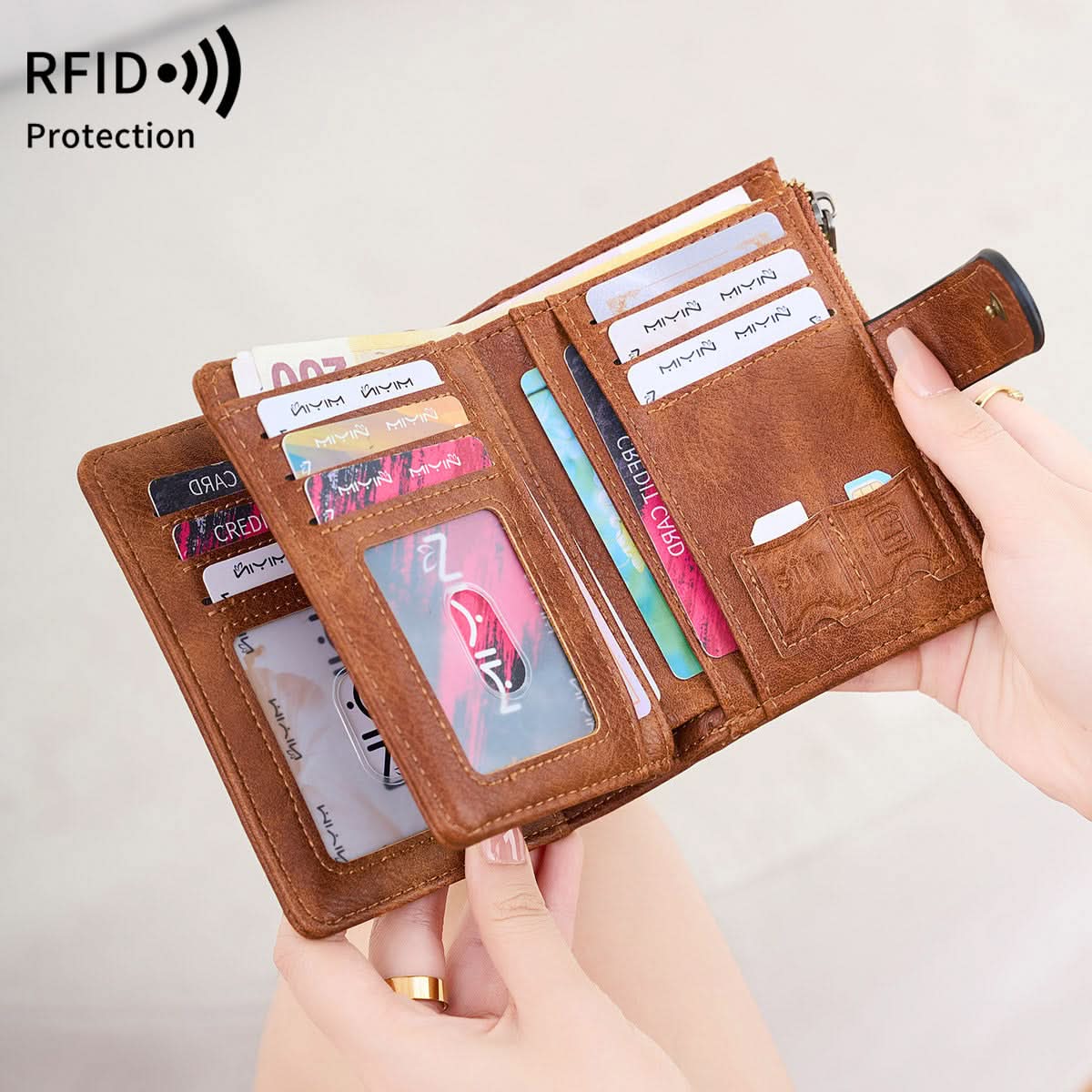Women's RFID Blocking PU Leather Tri-Fold Wallet – Multi-Card