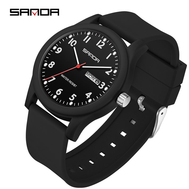 Sanda Candy Color Quartz Watch – Cute Waterproof Student Watch with Calendar Display