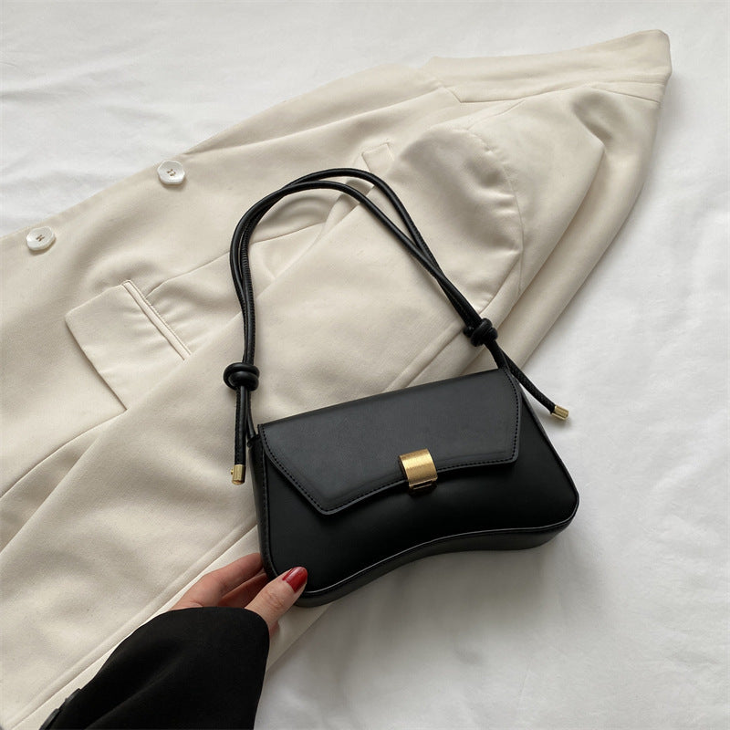 Mini Baguette Shoulder Bag for Women – Retro Underarm PU Handbag with Cover Flap