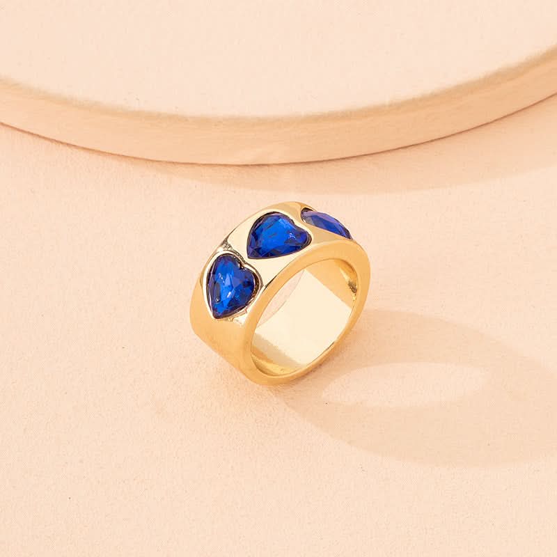 Heart-Shaped Minimalist Blue Alloy Ring