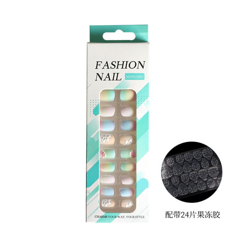 Wearable Embossed Short Bride Nail Art – Finished 3D False Nail Stickers