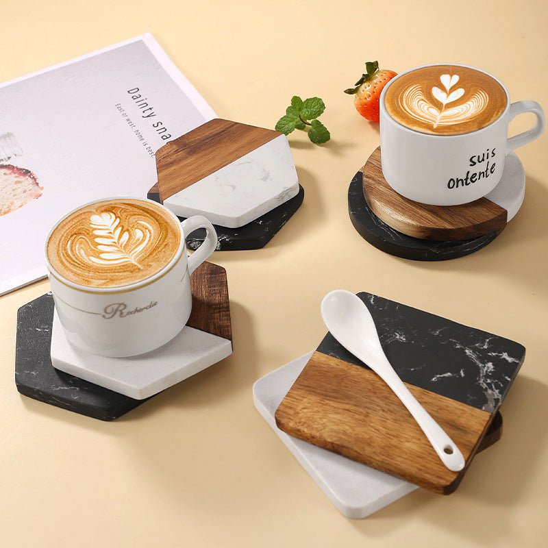 Luxury Wooden Drink Coaster Set – Non-Slip, Heat-Resistant Tableware for Modern Homes