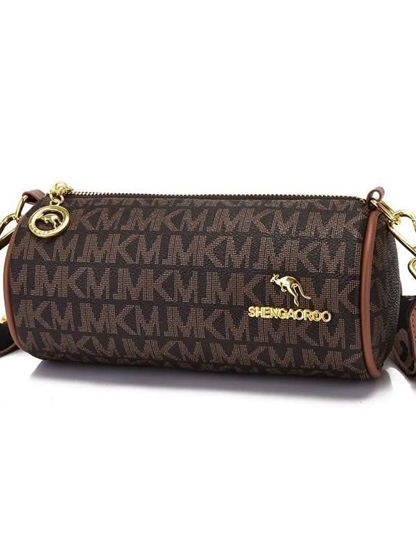 Women's Retro PU Leather Plaid Crossbody Bag – Chic Cylindrical Shoulder Bag