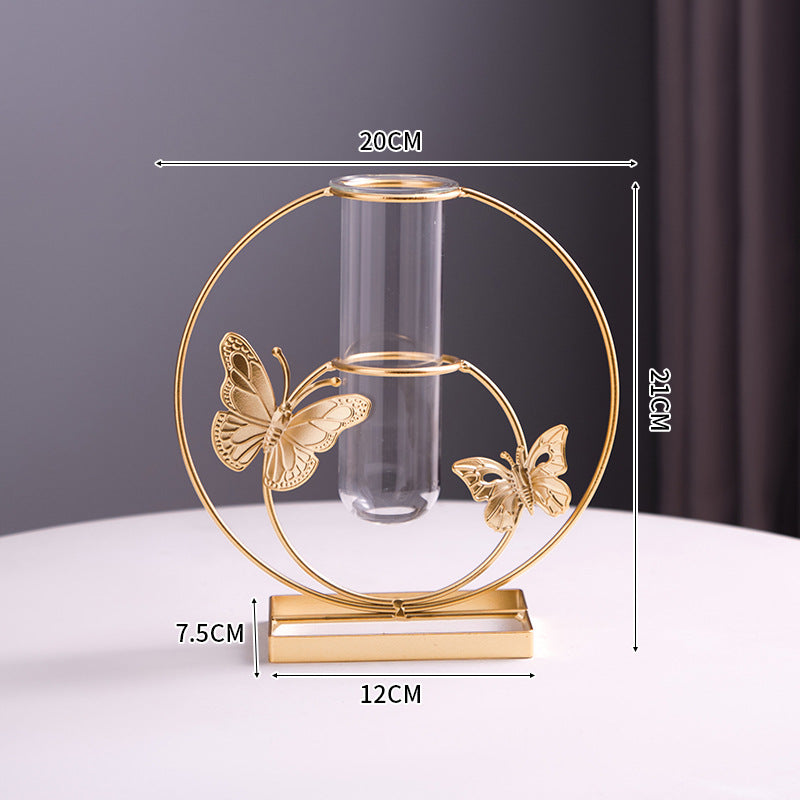 Gold Butterfly Flower Vase – European-Style Faux Flower Arrangement