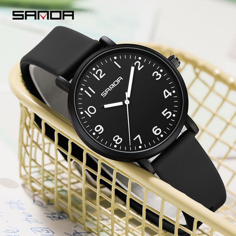 Sanda Luminous Quartz Watch – Waterproof Fashion Student Wristwatch