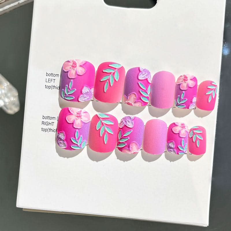 Wearable Embossed Short Bride Nail Art – Finished 3D False Nail Stickers
