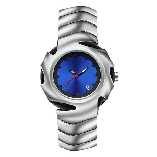 Blade Design Waterproof Men’s Quartz Watch – 50M Silver Alloy Strap Timepiece