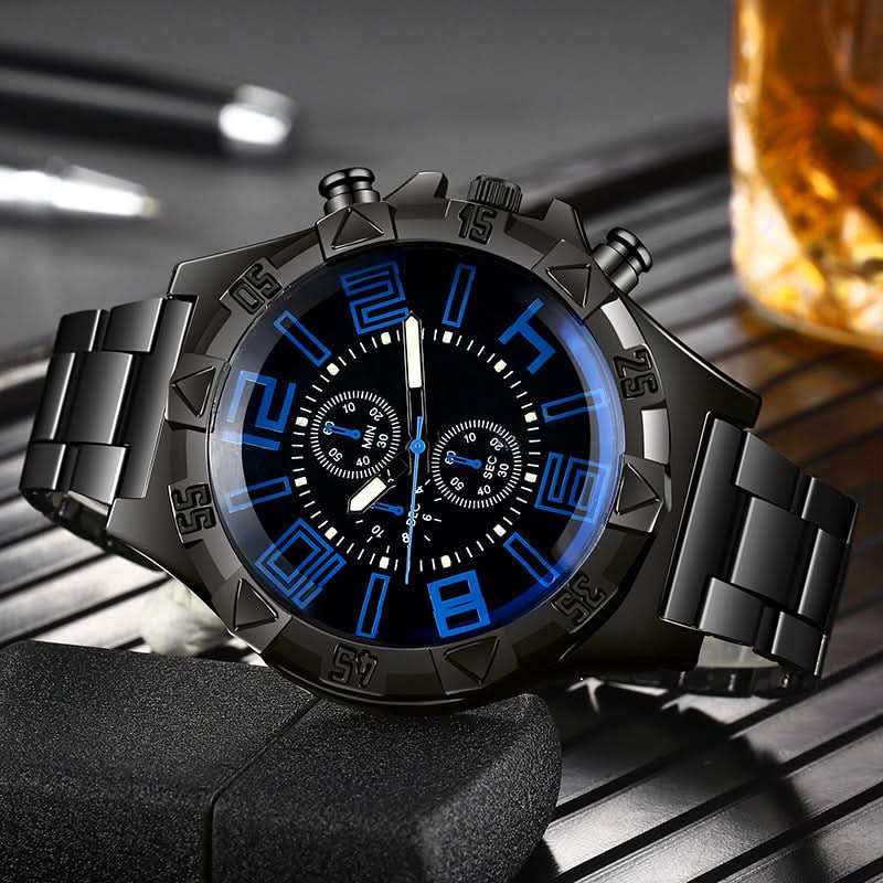 Men’s Luminous Quartz Sports Watch, Steel Band