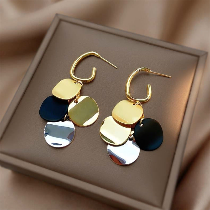 Retro Tassel Drop Earrings for Women – Geometric Metal Design