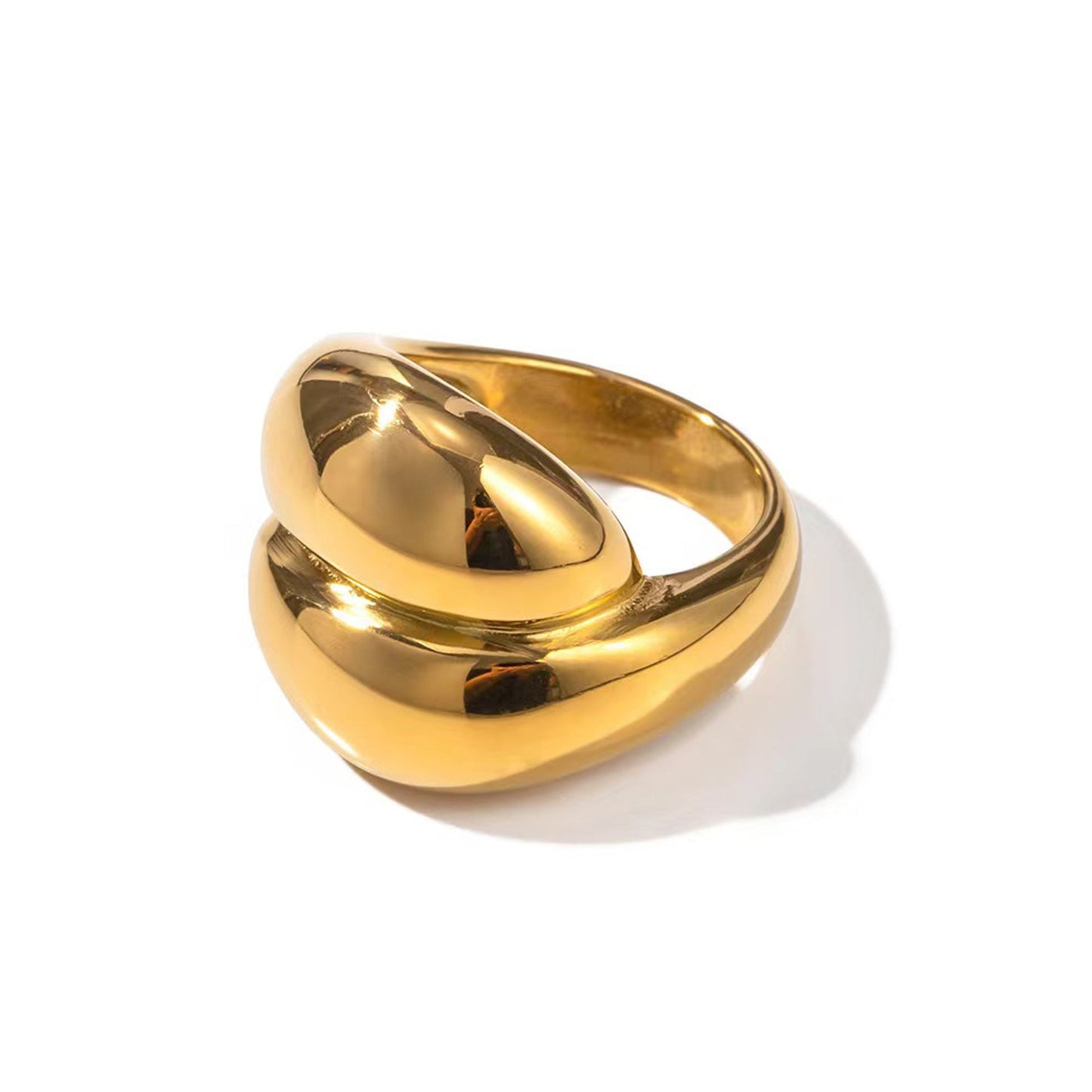 Bold Gold Twist Ring – Trendy Stainless Steel Statement Jewelry for Women