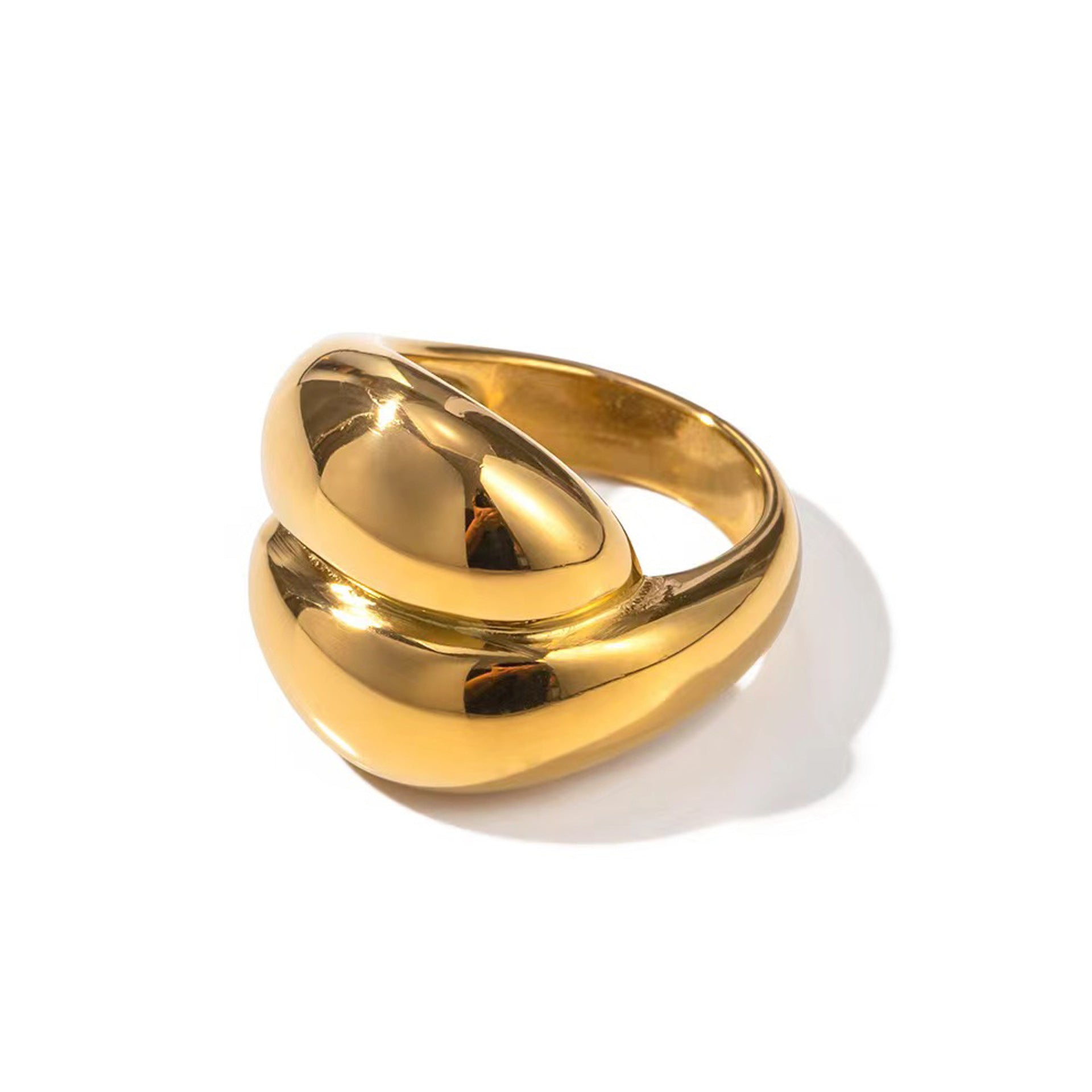 Bold Gold Twist Ring – Trendy Stainless Steel Statement Jewelry for Women