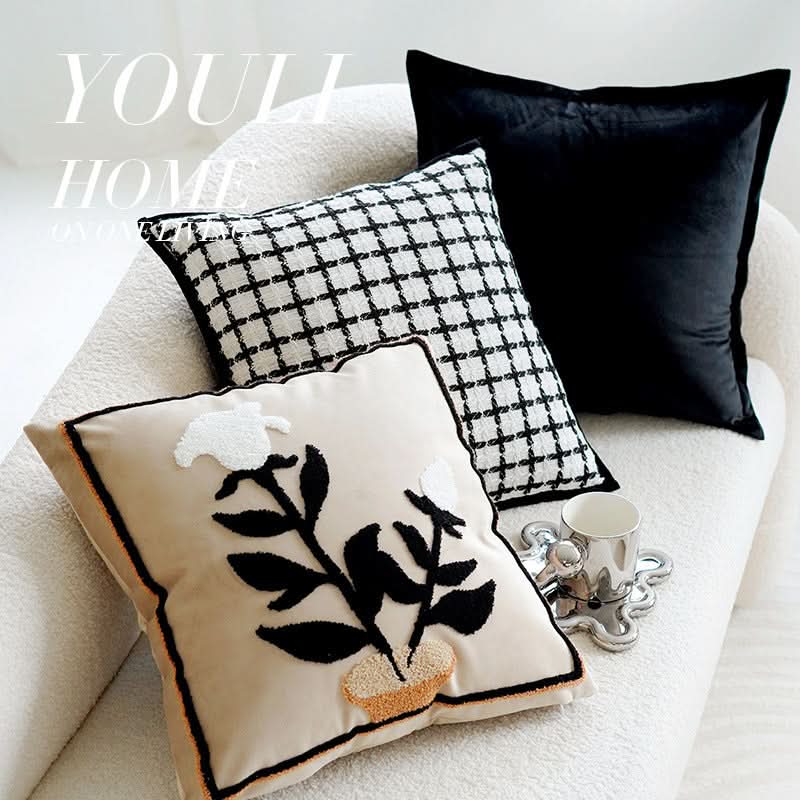 1 pc Premium High-Grade Retro Brown Plant Oatmeal Cream Sofa Pillow Cover