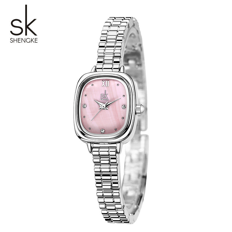 SK Women’s Quartz Watch – Small Square Dial, 30M Waterproof Fashion Wristwatch