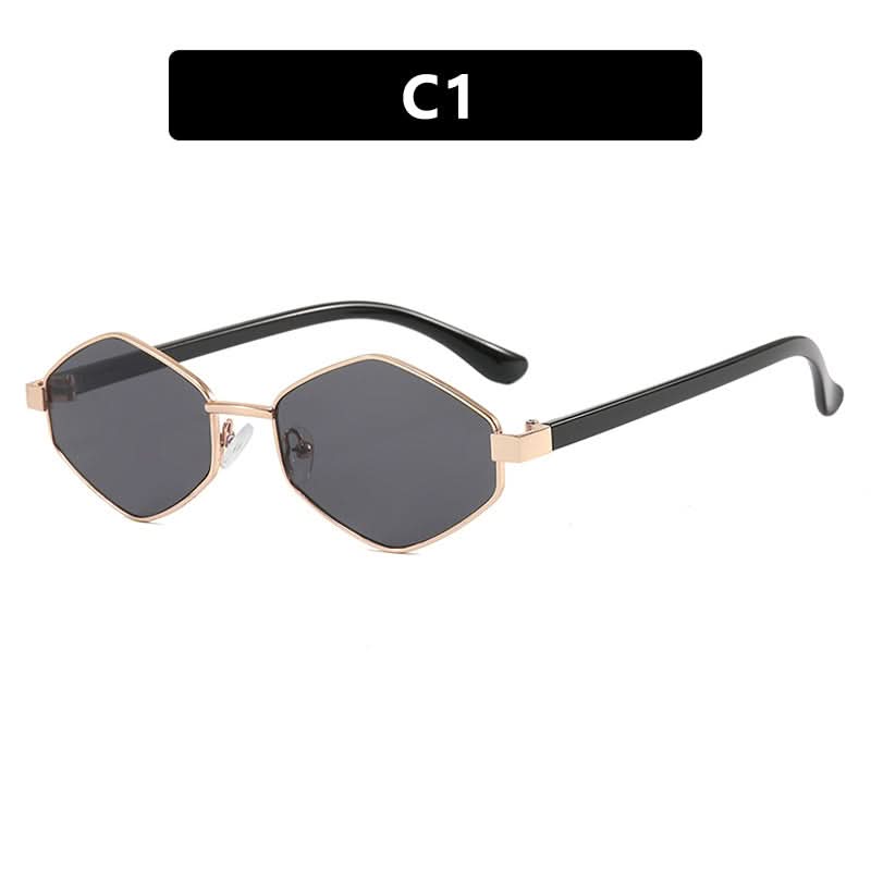 Diamond-Shaped Sunglasses – Street Style Full-Frame Metal, UV400 Sun Protection